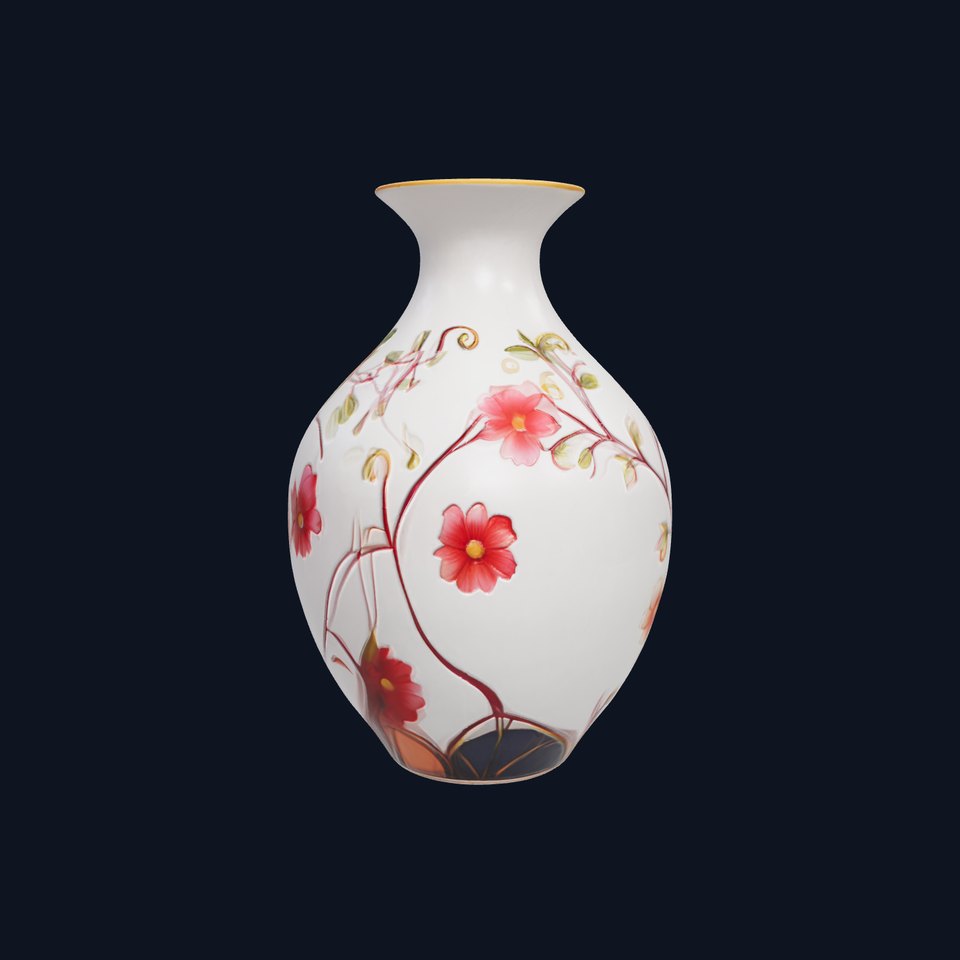 Art Nouveau Decorative Vase with Floral Motifs model pack